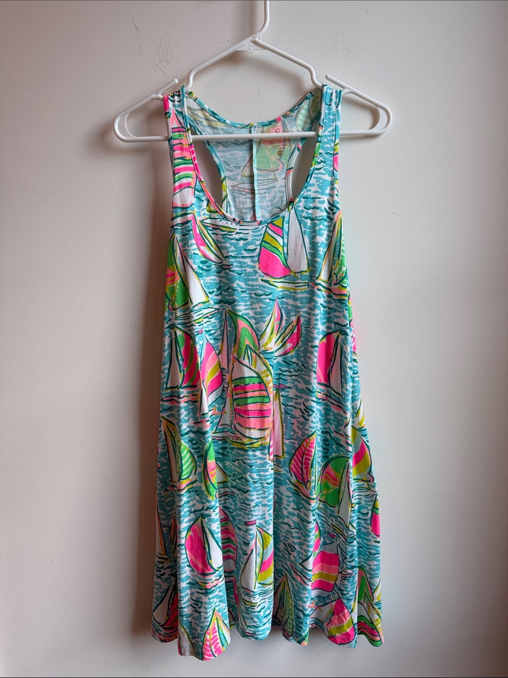 Lilly Pulitzer Women’s Sailboat Print One-Piece Dress in Aqua and Pink